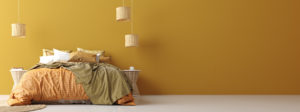 Bedroom with Mustard Wall